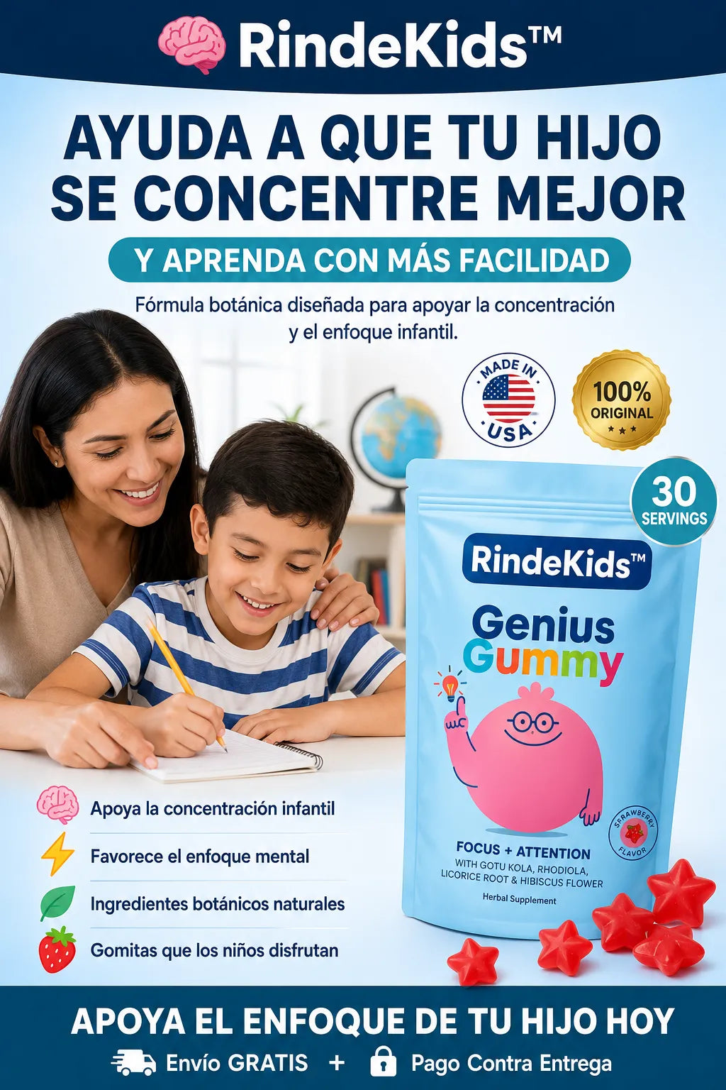 RindeKids™ - Las Gomitas que apoyan la concentración de tu hijo