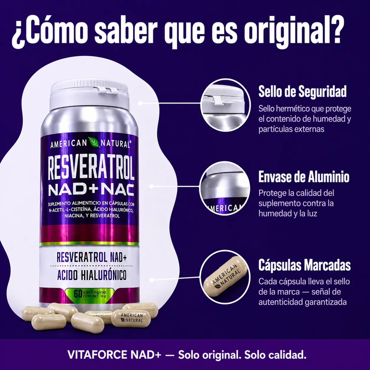 VITAFORCE NAD+ - Reactiva tus células y recupera tu energía desde adentro (60 capsulas)